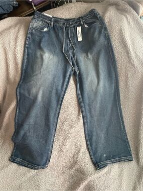 Victorious Super baggy Drawstring Women's Jeans in Washed Blue